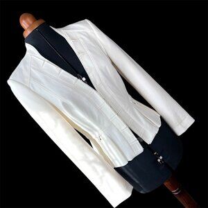 White House Black Market Women's Ivory Tailored Peplum Jacket Size 6